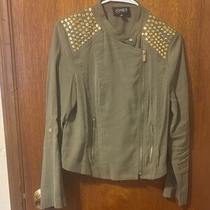 Women's Olive Jacket with Gold Accents Sz M